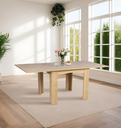 Hallowood Furniture Newquay Oak Effect Extending Flip Top Table, 80-160cm