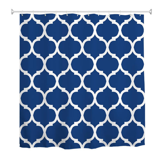 goodbath Blue Shower Curtain, Moroccan Pattern Waterproof Polyester Fabric Bath Curtain for Bathroom Bathtub Hotel, 180X180cm