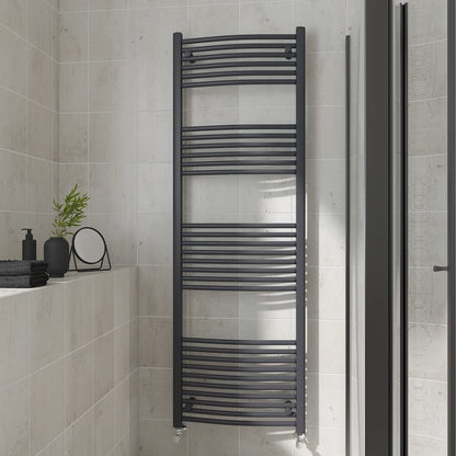 Warmehaus Curved Heated Towel Rail Anthracite Radiator 1800x600mm