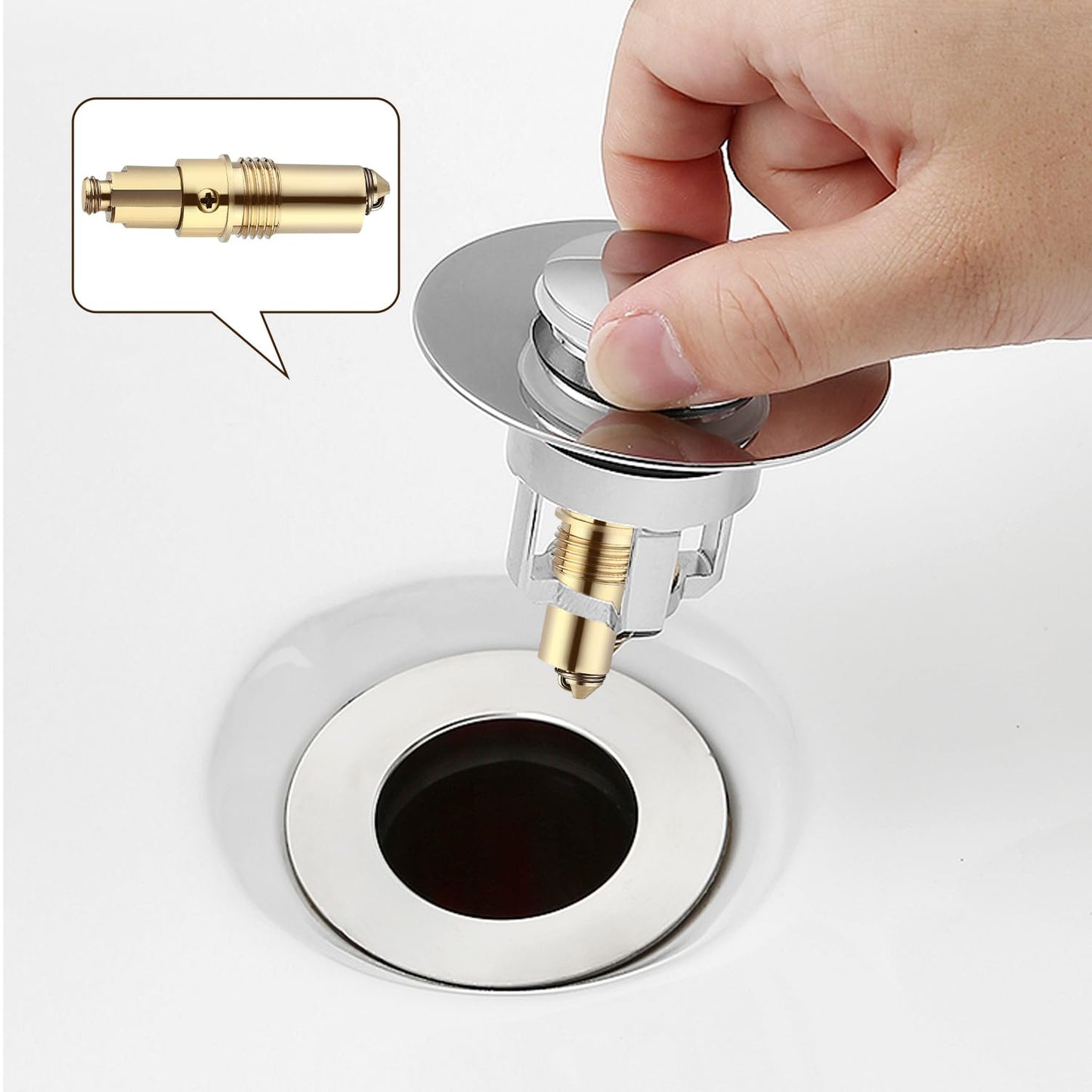 Basin Pop Up Click Clack Plug – Brass Slotted Plug Bolt Replacement for Sink Drain, Fits Most Bathroom Washbasin & Bathtub Drain Stopper