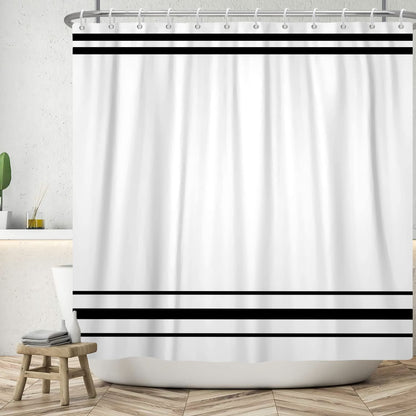 SDOTPMT 120x180cm Black and White Shower Curtain Modern Classic Black Striped Bath Curtain Rustic Farmhouse Minimalism Bathtub Curtain for Bathroom