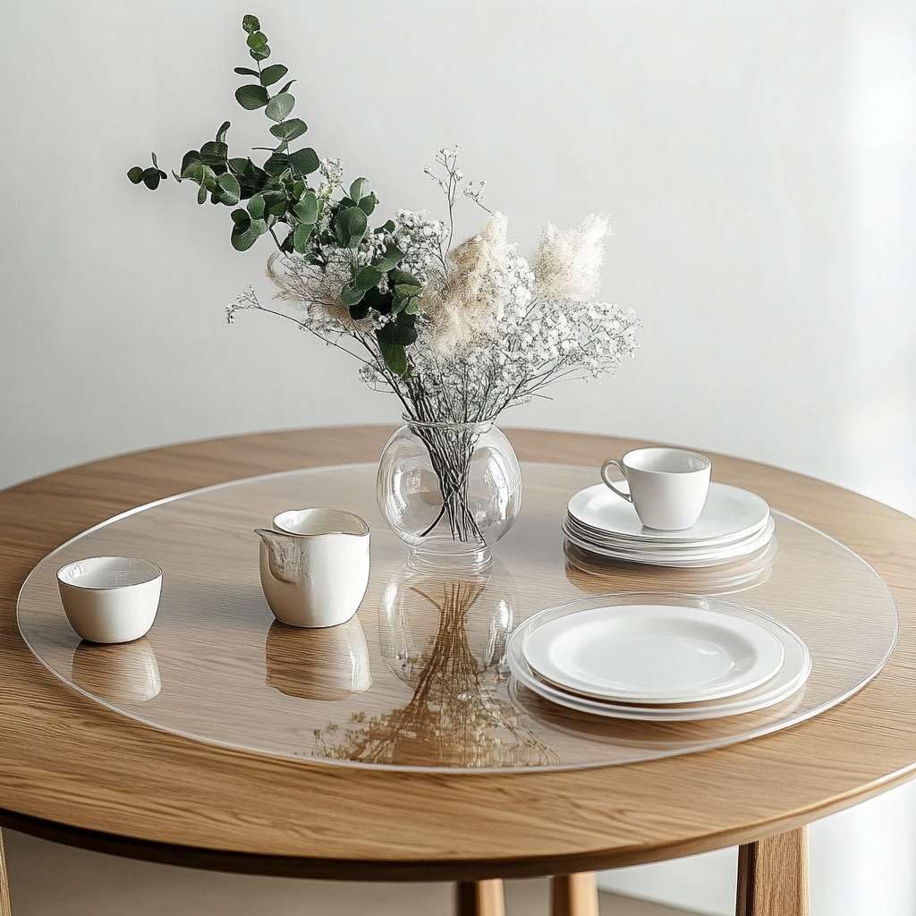 Round Clear PVC Table Protector, Heat Resistant & Waterproof, Clear (Round 120cm)