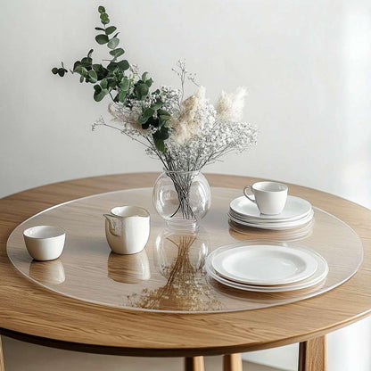 Round Clear PVC Table Protector, Heat Resistant & Waterproof, Clear (Round 120cm)