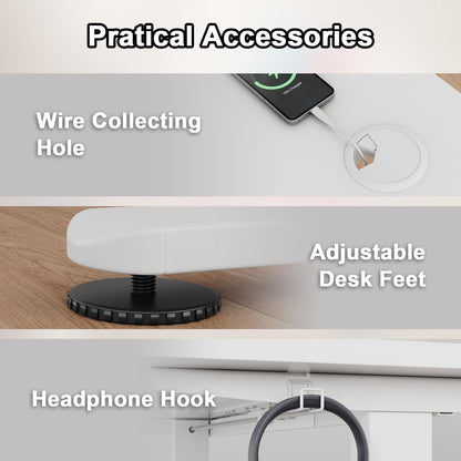 JUMMICO Electric Standing Desk with Monitor Stand, 140x60cm Height Adjustable Desk, Office Table with 2 Memory Smart Pannel,White