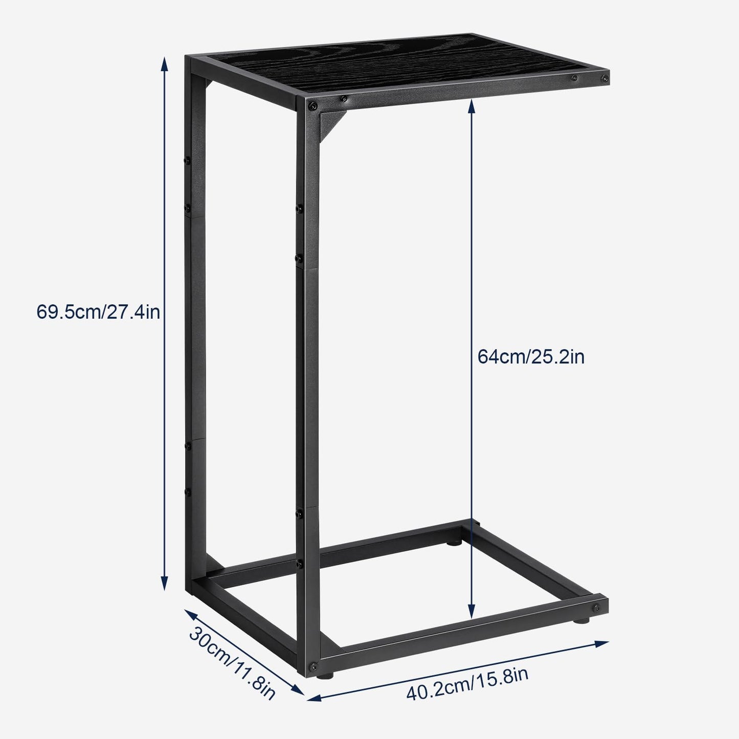 Set of 2 Side Table, Sofa End Table, Small Coffee Tea Table for Living Room, Bedroom, Narrow, Wood Look Accent Bedside Table with Metal Frame(40 * 30