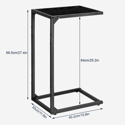 Set of 2 Side Table, Sofa End Table, Small Coffee Tea Table for Living Room, Bedroom, Narrow, Wood Look Accent Bedside Table with Metal Frame(40 * 30