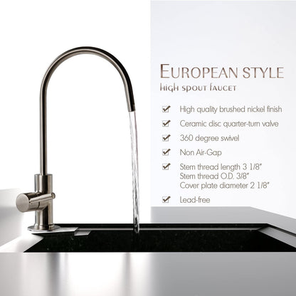iSpring GK1-AB Heavy Duty Contemporary Style High Spout Kitchen Bar Sink Non-Air Gap Drinking Water Faucet in, Antique Brass