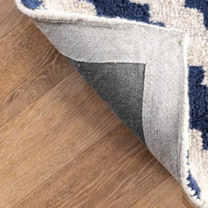 nuLOOM Kellee Hand Tufted Geometric Wool Accent Rug, 2x3, Navy