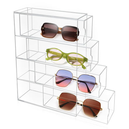 HMIEPRS 4-Drawer Sunglasses Organiser, Clear Acrylic Box