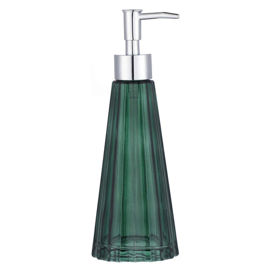 YunNasi Glass Soap Dispenser with Pump, Refillable Liquid Hand Soap Dish Soap Dispensers for Bathroom Counter, Kitchen Sink (Dark green)