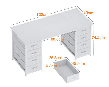 Coleshome Computer Desk with 8 Fabric Drawers, Office Desk with Storage