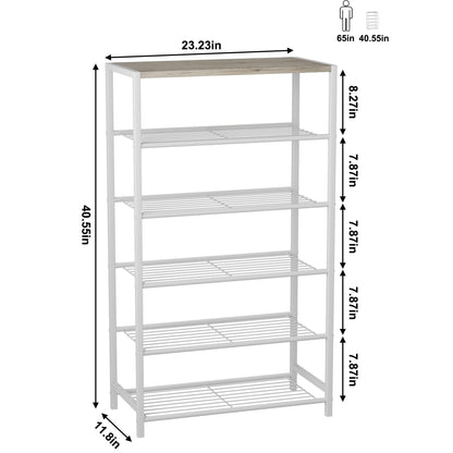 HOME BI 6-Tier Industrial Shoe Rack, Metal Shoe Storage Organizer Shelves with Stable Metal Frame, Shoe Organizer for Closet, Hallway, Entryway,