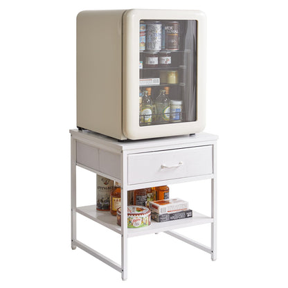 Aibiju Large Side Table for Living Room, Small Table Stand 20 Inch, Fridge Stand Printer Table with Fabric Drawer, Square Tea Coffee Table for Office