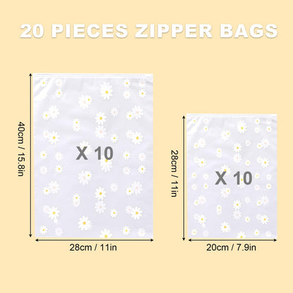 KEYRI 20 Pcs Reusable Frosted Zip-Lock Seal Clothes Travel Storage Hospital Shoes Waterproof Luggage Organizer For Clothes Shoes Cosmetics Travel