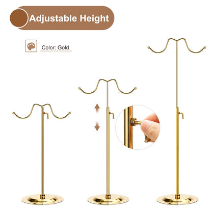 sourcing map Purse Display Stand Set 2 Pack Adjustable Tabletop Double Hook Handbag Rack Metal Bag Holder for Retail Boutique Store - Gold