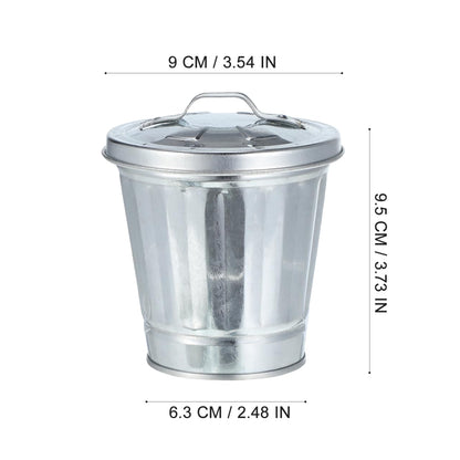 Gadpiparty 3Pcs Small Metal Trash Bin with Lid - Mini Desktop Waste Bin Flowerpot for Office Home Dorm - Compact Table Storage Jar 9.5x9x9cm