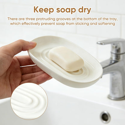 Anti Slip Ceramic Soap Dish – Minimal White Soap Dish for Bathroom – Soap Tray Dish for Shower, Kitchen and Sink