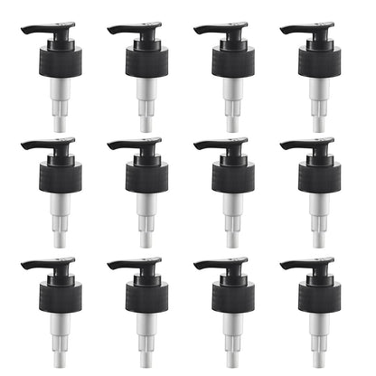 12 Pcs Black Plastic Soap Dispenser Pump Replacement Lotion Pump Heads for 24/410 Threaded Neck Bottles Compatible with Soap Lotion Shampoo Liquid