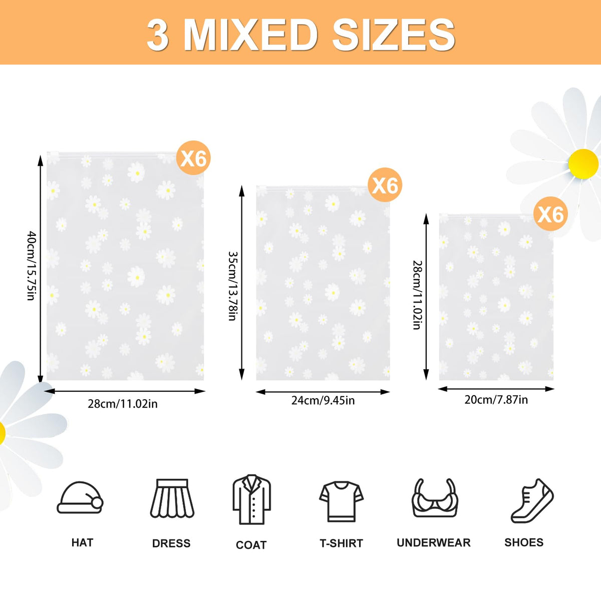 Deepton 18 Pcs Reusable Zip Lock Clothes Bags, Ziplock Bags for Clothes