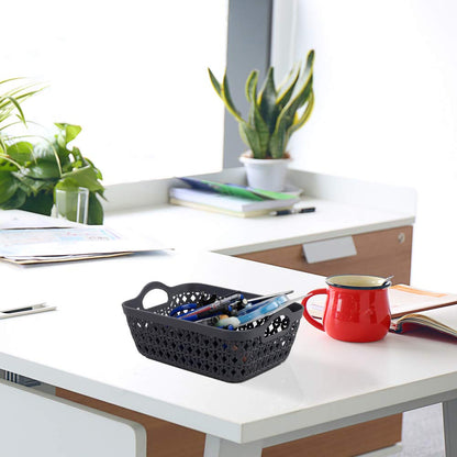 Leendines Grey Mini Basket Trays, 12 Packs Desktop Storage Tray Basket