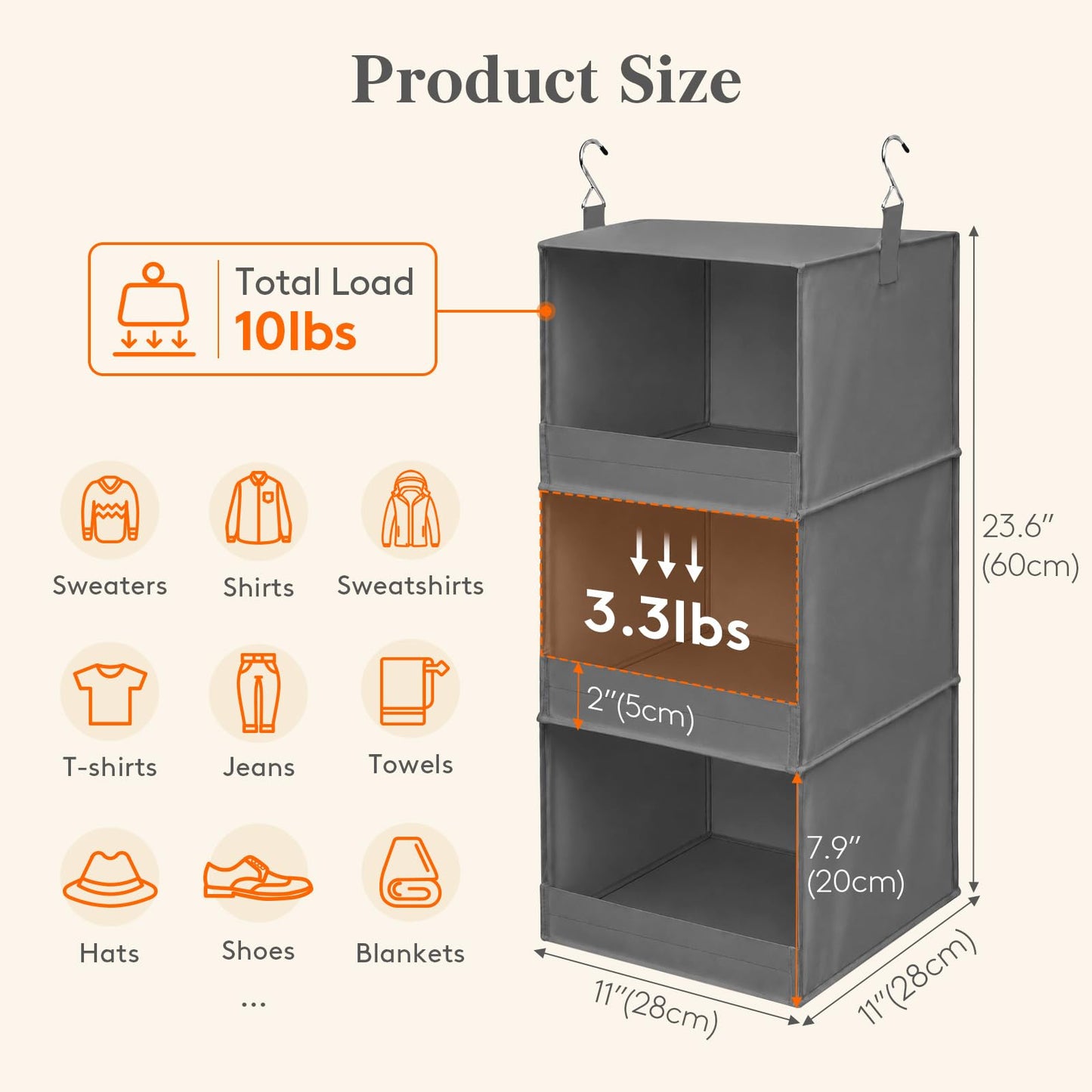 Lifewit Hanging Wardrobe Storage Organiser for Clothes, Collapsible