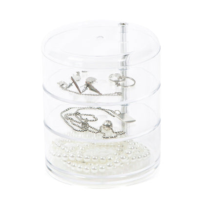 Compactor Swivel Jewellery Holder with 3 Levels, Transparent, Diameter 11.5 x H. 13.7 cm, RAN6040