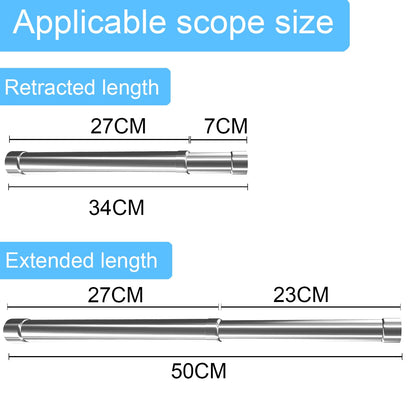 WAENLIR 34cm-50cm Extendable Stainless Steel Wardrobe Rail, Adjustable Clothes Rail Pole With End Sockets