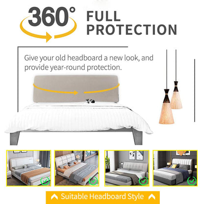 DUJUIKE Bed Slipcover, Stretch Bed Cover, Dustproof Protector for Linen Fabric Tufted Upholstered Headboard (Camel, Full Headboard Length (47"-55"))