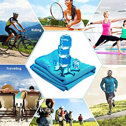 YQXCC 4 Pack Cooling Towels (100x30 cm) Cool Cold Towel, Soft Breathable Chilly Microfibre Towels for Yoga, Golf, Gym, Camping, Running, Fitness, Workout & More Activities