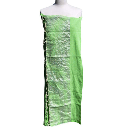LES POULETTES BIJOUX - Towel Cotton Fouta Hammam or Beach Honeycomb Green Anise Color Silver Lurex Stripes
