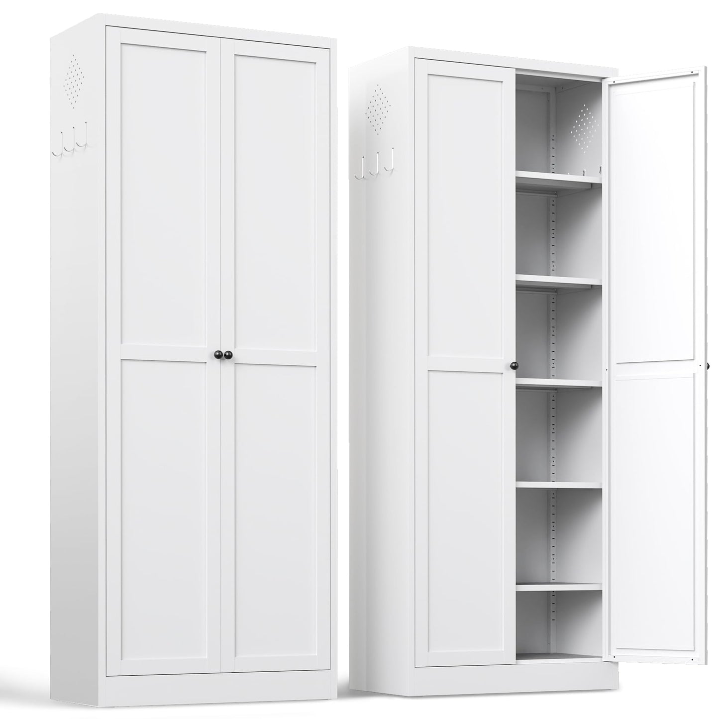 BIZOEIRON Tall Kitchen Cupboard, 183cm Metal Pantry Cabinet Freestanding Kitchen Storage Cabinet with Doors and Adjustable Shelves