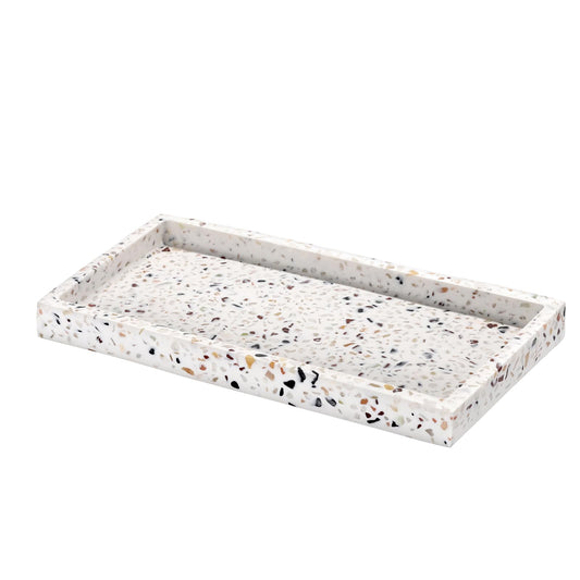 Luxspire Bathroom Vanity Tray, 8 x 4 inch Resin Kitchen Sink Tray for Soap Dispenser Bathroom Countertop Organizer Plate Holder for Perfume Soap Towel