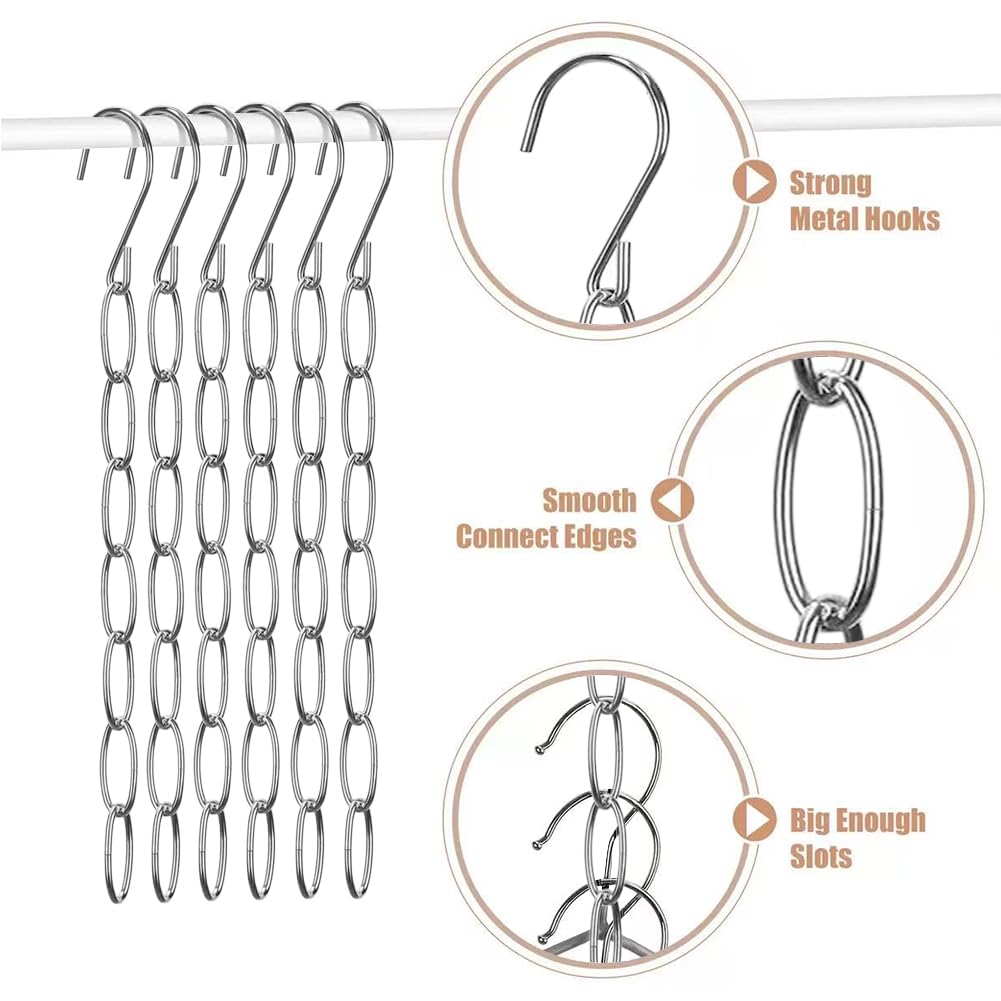 10-Pack Clothing Chain Hanger, Metal Space-Saving Closet Organizer, Anti-Wrinkle 7 Loop Organizer for Clothes, Dorm Room Essentials