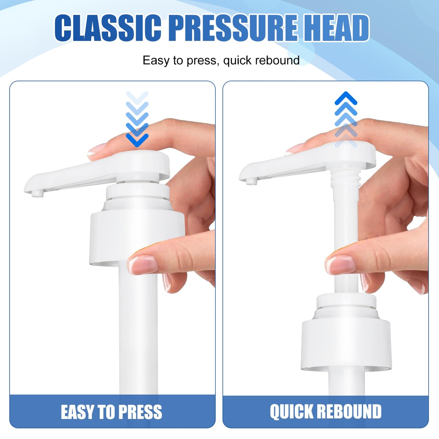 Dosing Pump Syrup, 2-Piece Pump Dispenser Set, Reusable Pump Dispenser for Glass Jugs or Plastic Bottles, Compatible 1 L Monin Syrup Pump, Press Once