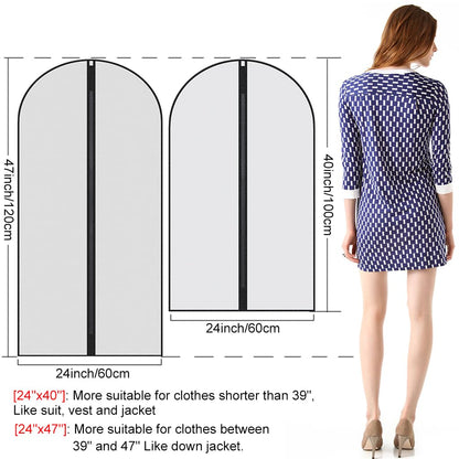 Garment Bags,6PCS Dustproof Garment Covers PEVA Translucent Clothes Covers with Zip Moth Proof Suit Protector Bags Waterproof Dress Covers for Shirts