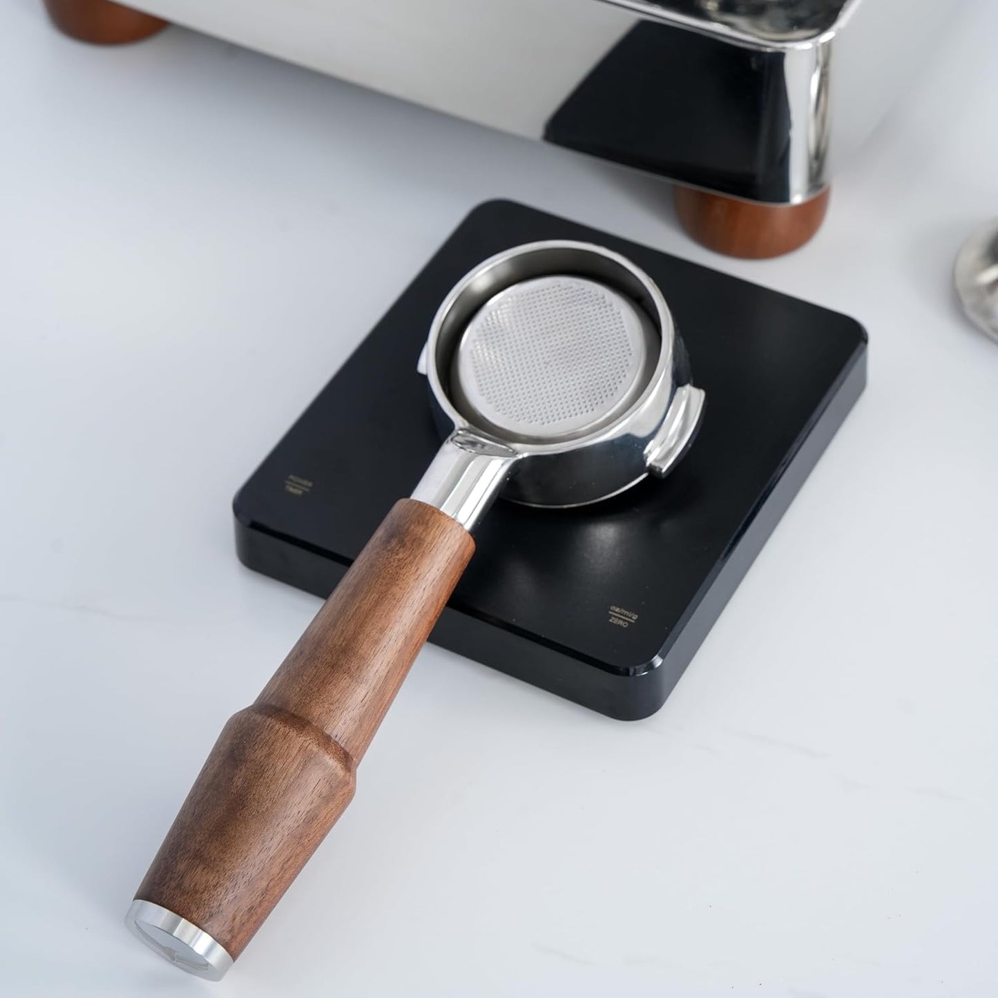 Knodos Bottomless Naked Portafilter with Double Shot Basket (Walnut, Fits E61 - Rocket/Lelit/Flair 58 etc.)