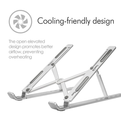 Desire2 Adjustable Laptop Stand, Portable Aluminium Holder for Desk, Foldable Ventilated Cooling Notebook Stand for Macbook Air Pro, HP, Lenovo, Sony