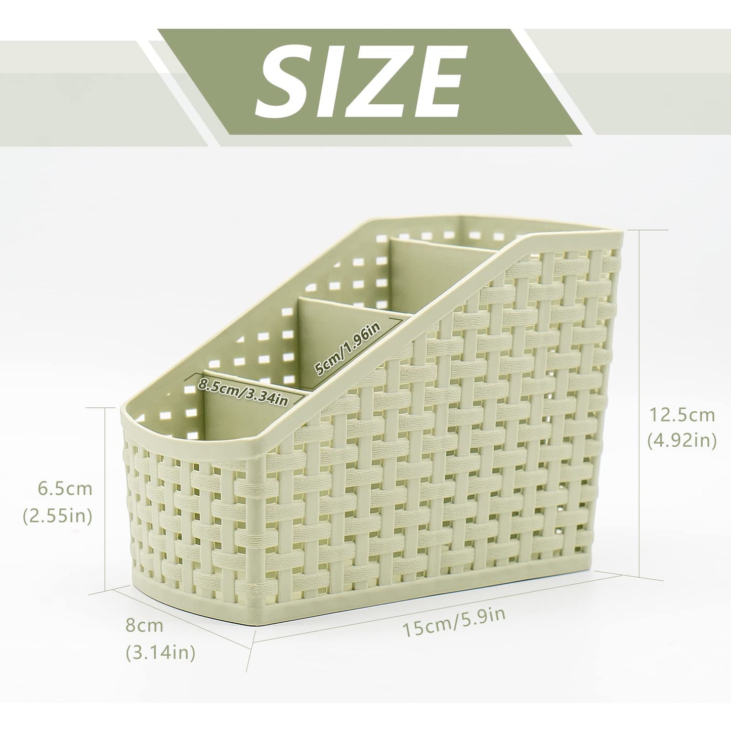 Fai Top 4 Grid Plastic Storage Basket Green