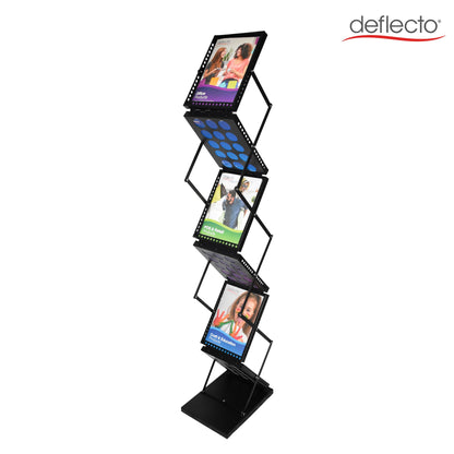 Deflecto A4 Folding Literature Display Stand Black, 6 Shelf, Carry Case