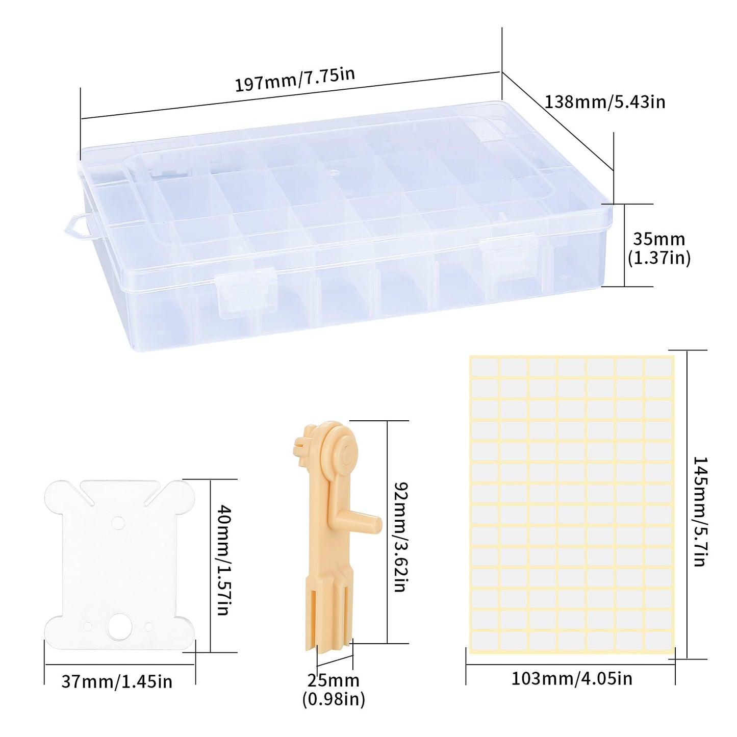 HAOCHEN Embroidery Organizer Box Set, Plastic Embroidery Thread Storage, 106 Pcs Cross Stitch Organiser Box Set with Floss Bobbin Winder and Blank