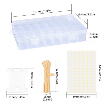 HAOCHEN Embroidery Organizer Box Set, Plastic Embroidery Thread Storage, 106 Pcs Cross Stitch Organiser Box Set with Floss Bobbin Winder and Blank