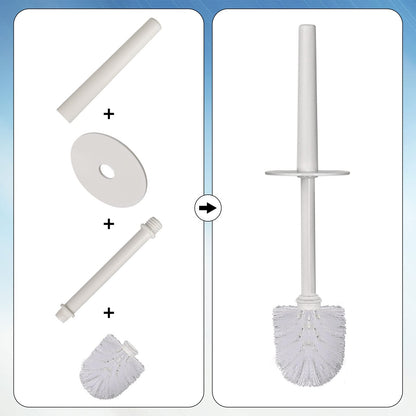 Toilet Brush and Holder Set 2‑Pack, White Plastic Toilet Brushes with 4 Replaceable Brush Heads, Vented Anti‑Drip Base, 360° Soft Dense Bristles