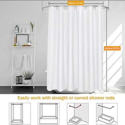 HUIBOHOU Shower Curtain - Solid Colour Fabric Shower Washable Curtain Mould Resistant and Water Repellent,180 * 200cm (Mixed Grey, 180 * 200cm)