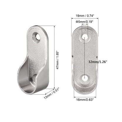 TA-VIGOR Oval Closet Rod End Supports Dia 16mm, Zinc Alloy 4Pcs Wardrobe Hanging Rail Rod Fittings Wardrobe Flange Bracket Holder