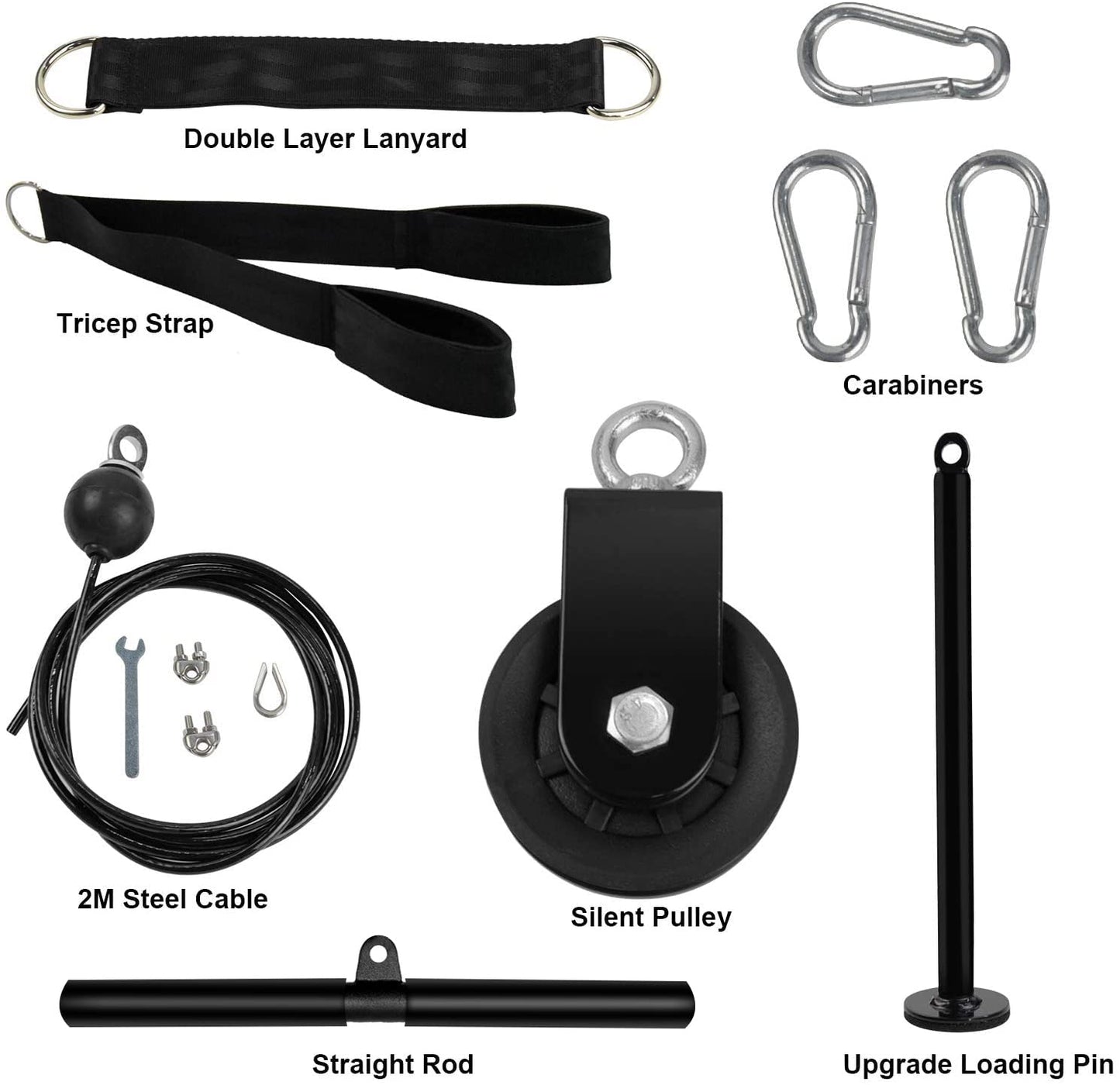 LAT and Lift Pulley System, LFJ Fitness DIY Cable Pulley Gym Home Arm Strength Training Exerciser Lat Pulldown Forearm Wrist Roller Trainer