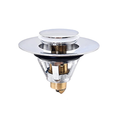 JZK Brass bathroom pop up sink plug replacement for 34-38mm drain hole, universal metal sink strainer stopper, click-clack basin waste plug basket