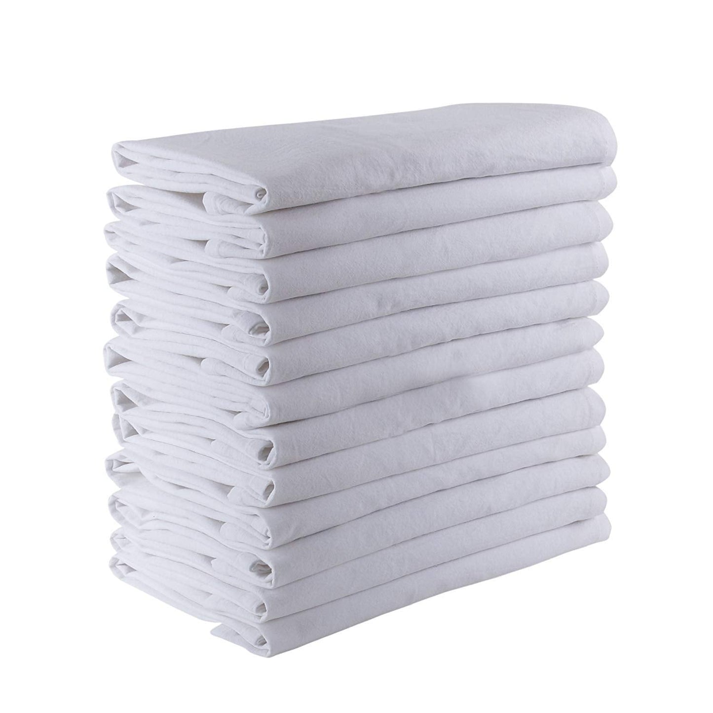 DG Collections Flour Sack Dish Towels, 100% Cotton, Set Of 12 (27 X 27 Inches), Vintage Multi-Purpose White Kitchen Towels, Very Soft