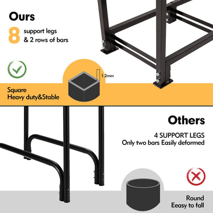 NALONE 4FT Outdoor Firewood Rack with Cover&Carry Bag Heavy Duty Square Strong Stand Rack with Waterproof Cover for Fireplace Fire Pits Wood Pile