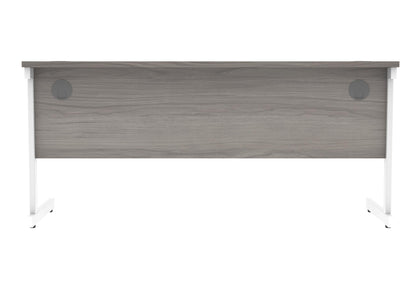 Office Hippo Essentials Rectangular Writing Computer Work Place, Home Office Desk with Cable Port Management, MFC, Alaskan Grey Oak, 160x60cm
