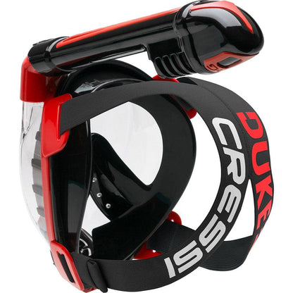 Cressi Duke Full Face Snorkel Dry Mask - Available in Standard Version or with Action Cam Holder, Adult Unisex, Black / Red
